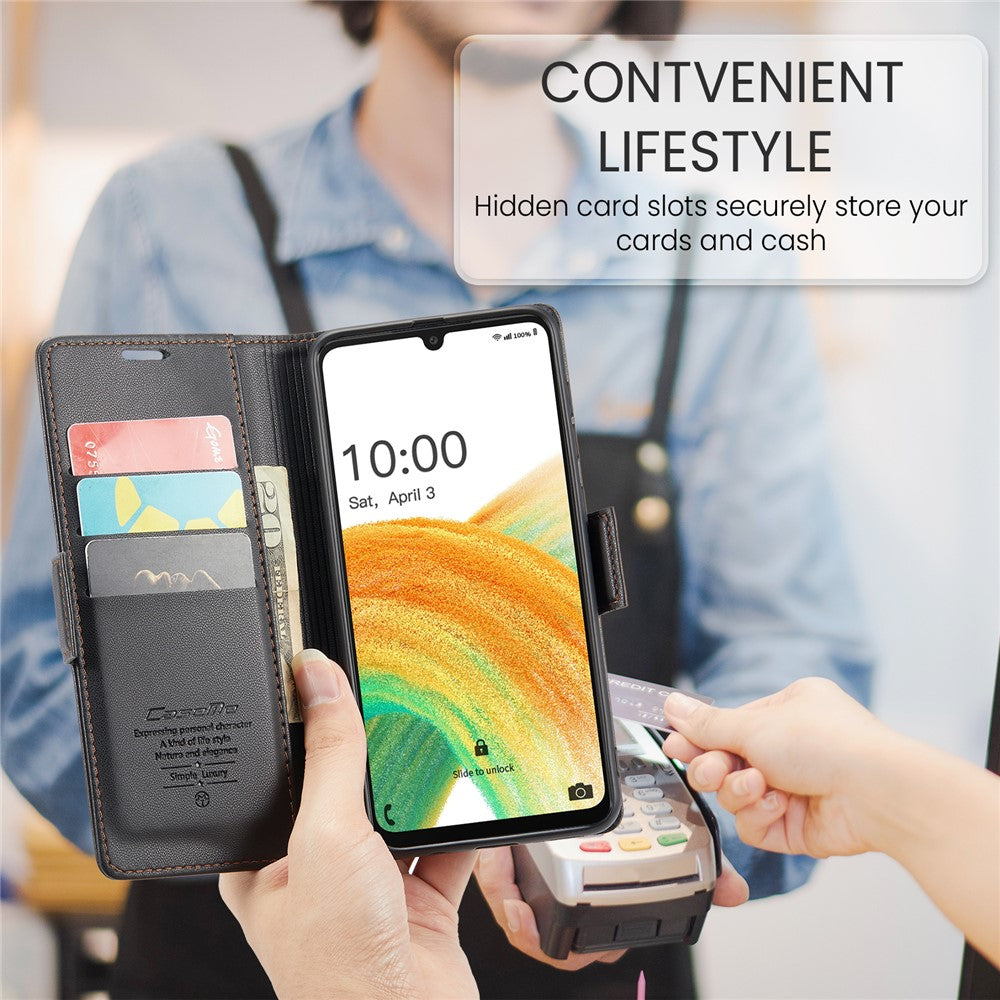 Galaxy A33 5G Glänzende Wallet-Hülle – RFID-Schutz & Ständer
