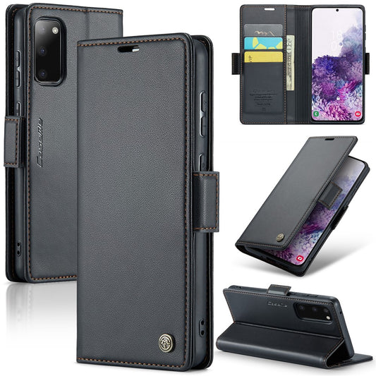 Galaxy S20 4G/5G Glänzende Wallet-Hülle – RFID-Schutz & Ständer