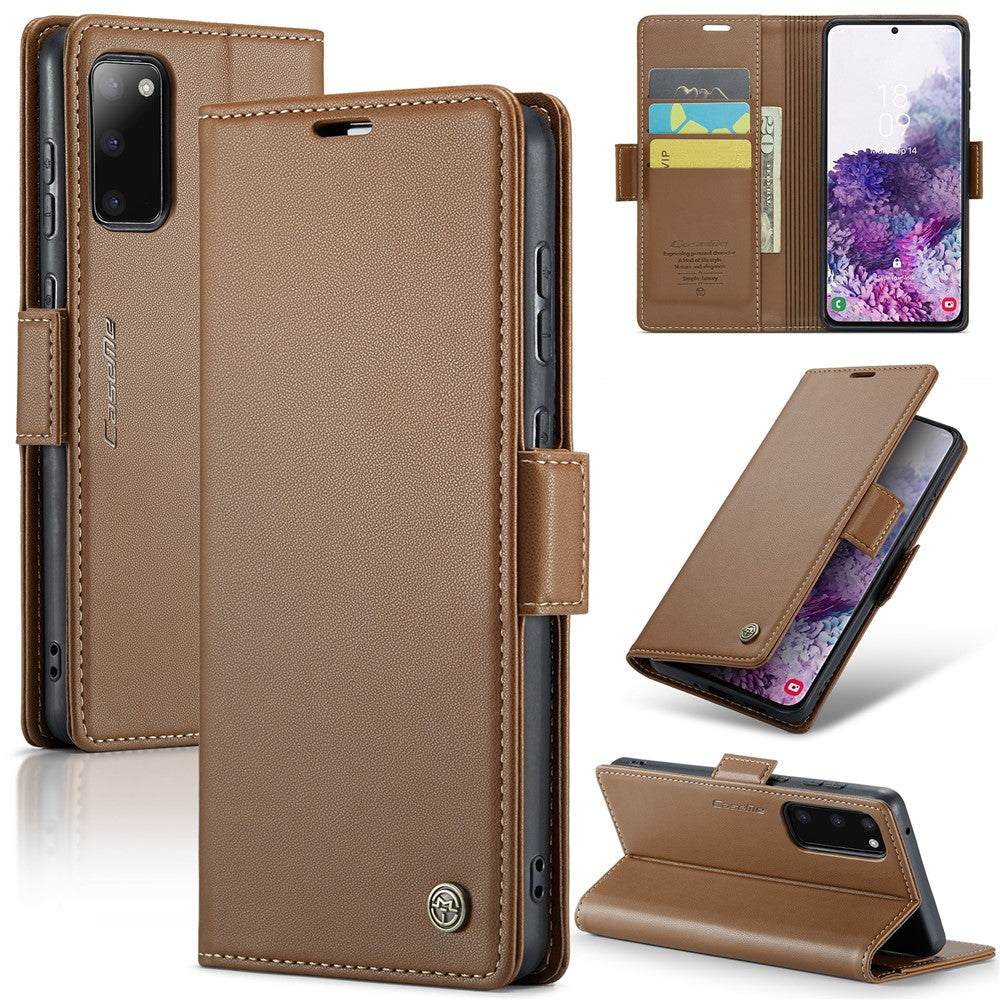 Galaxy S20 4G/5G Glänzende Wallet-Hülle – RFID-Schutz & Ständer