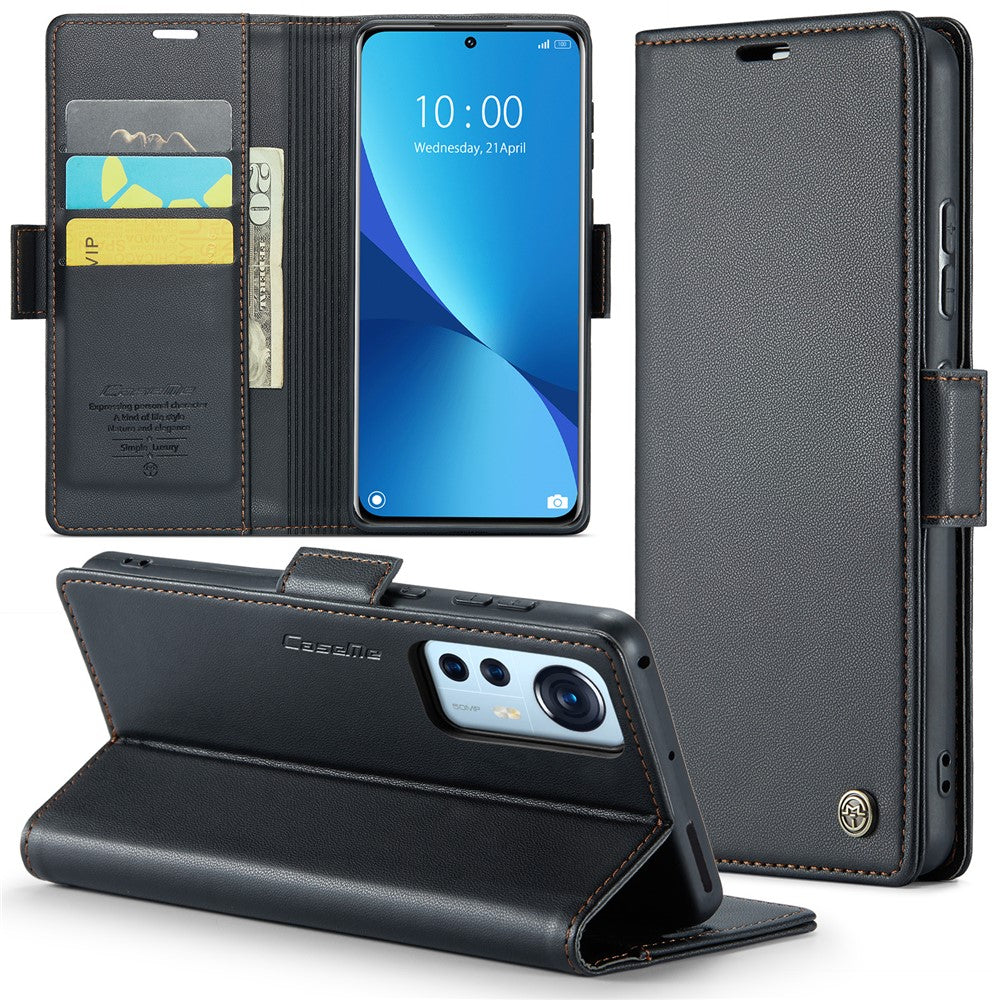 For Xiaomi 12 5G / 12X 5G / 12S 5G Leather Case CASEME 023 RFID Blocking 3 Card Slot Mobile Cover