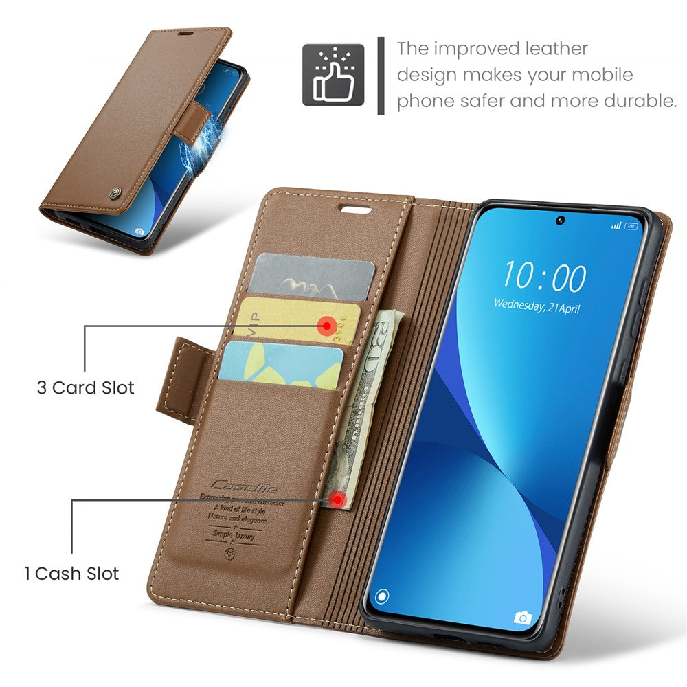 For Xiaomi 12 5G / 12X 5G / 12S 5G Leather Case CASEME 023 RFID Blocking 3 Card Slot Mobile Cover
