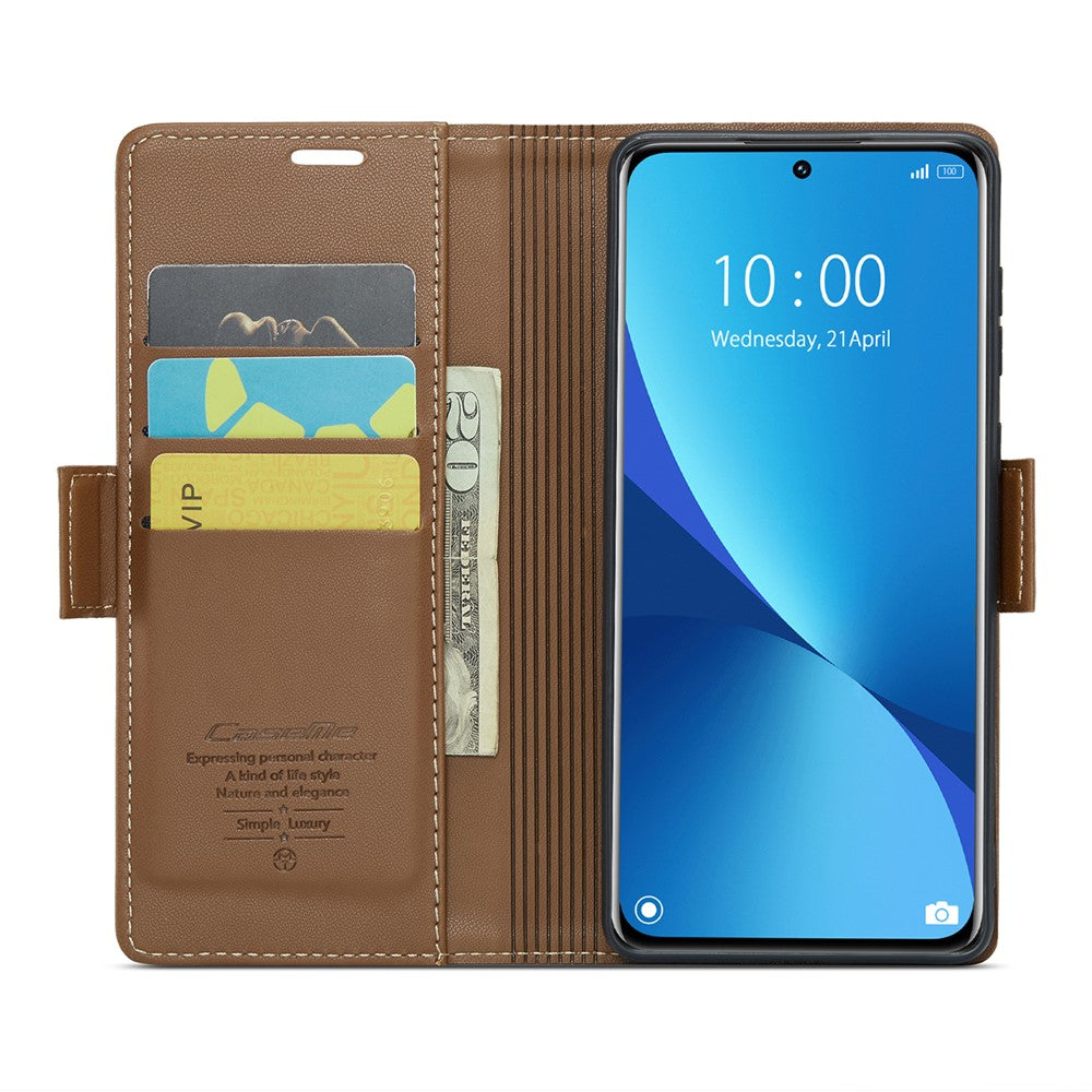 For Xiaomi 12 5G / 12X 5G / 12S 5G Leather Case CASEME 023 RFID Blocking 3 Card Slot Mobile Cover