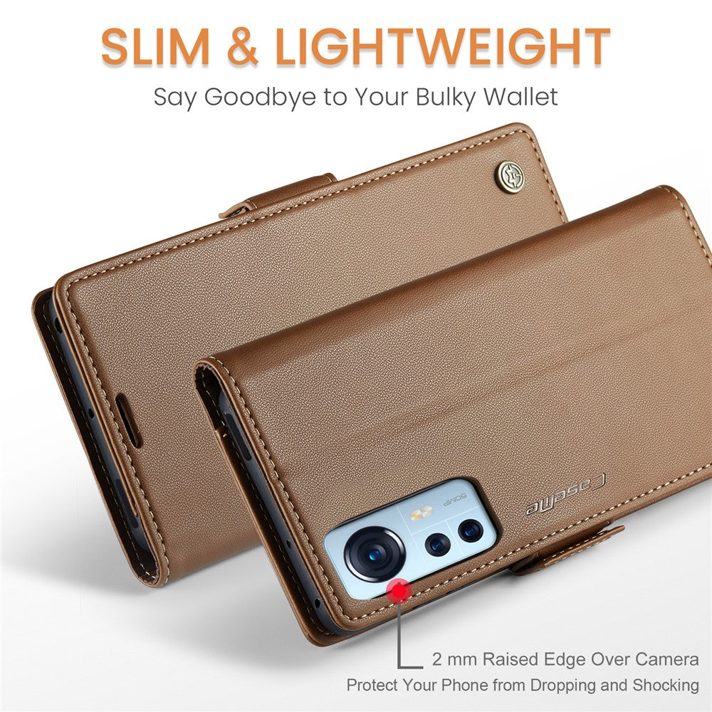 For Xiaomi 12 5G / 12X 5G / 12S 5G Leather Case CASEME 023 RFID Blocking 3 Card Slot Mobile Cover