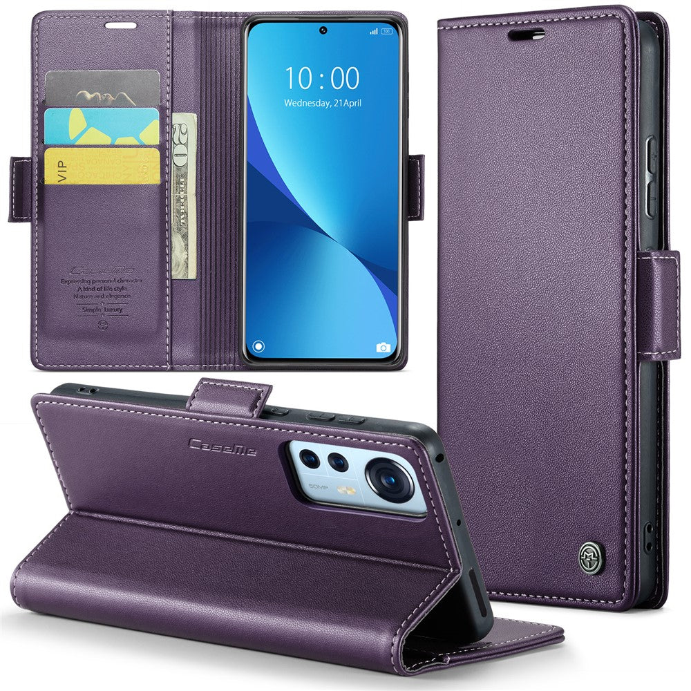 For Xiaomi 12 5G / 12X 5G / 12S 5G Leather Case CASEME 023 RFID Blocking 3 Card Slot Mobile Cover