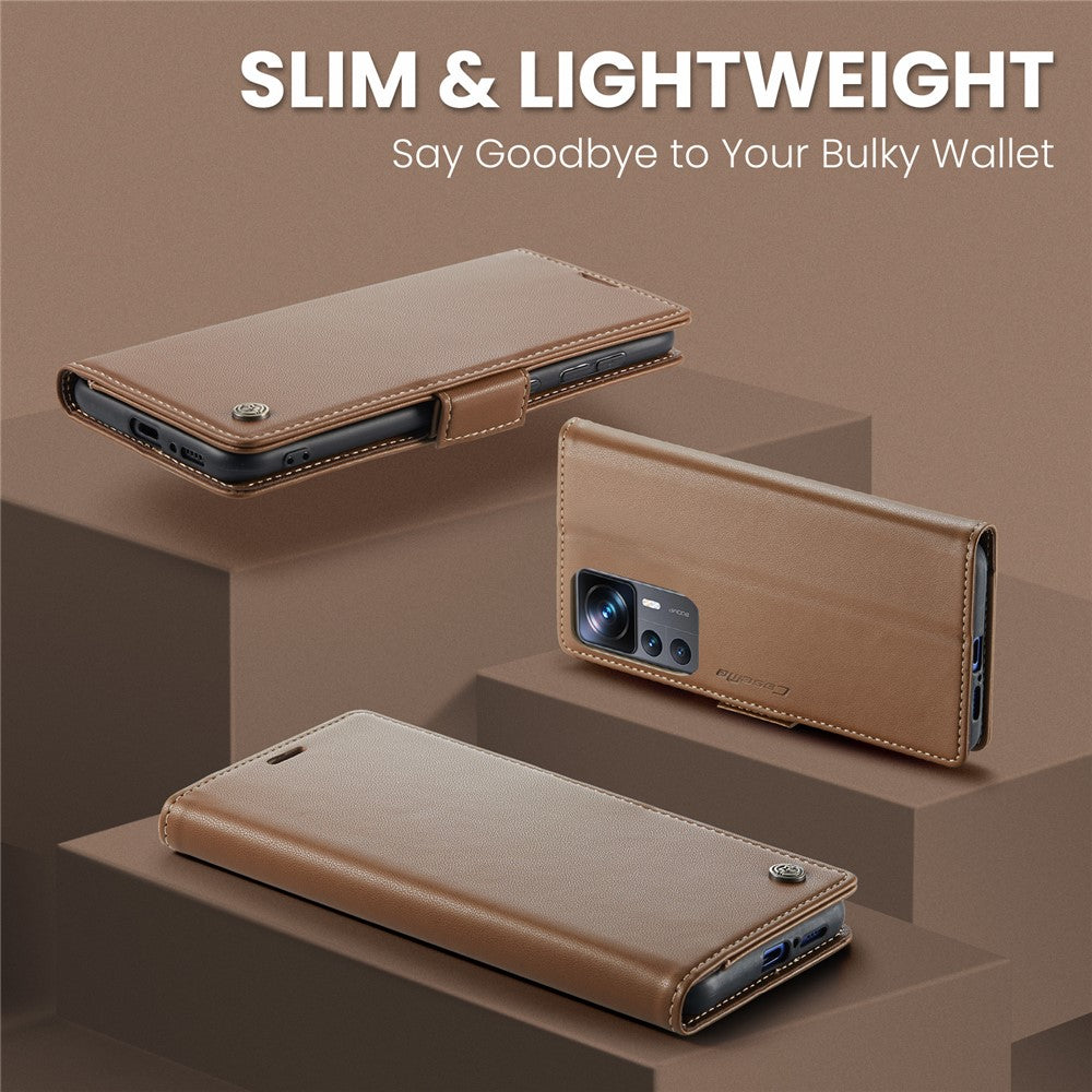 For Xiaomi 12T 5G / 12T Pro 5G / Redmi K50 Ultra Leather Case CASEME 023 RFID Blocking 3 Card Slot Mobile Cover