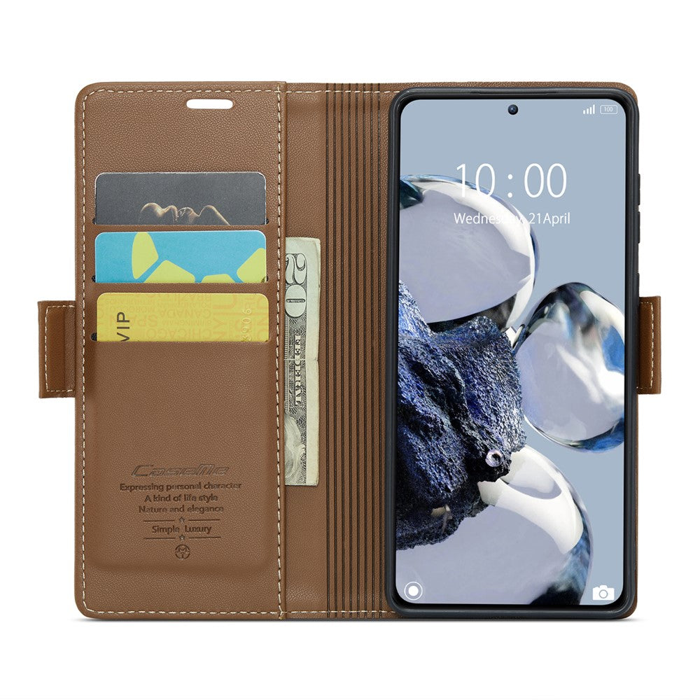 For Xiaomi 12T 5G / 12T Pro 5G / Redmi K50 Ultra Leather Case CASEME 023 RFID Blocking 3 Card Slot Mobile Cover