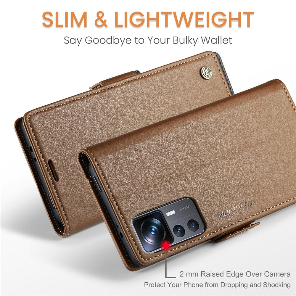 For Xiaomi 12T 5G / 12T Pro 5G / Redmi K50 Ultra Leather Case CASEME 023 RFID Blocking 3 Card Slot Mobile Cover