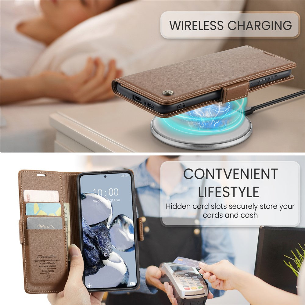 For Xiaomi 12T 5G / 12T Pro 5G / Redmi K50 Ultra Leather Case CASEME 023 RFID Blocking 3 Card Slot Mobile Cover