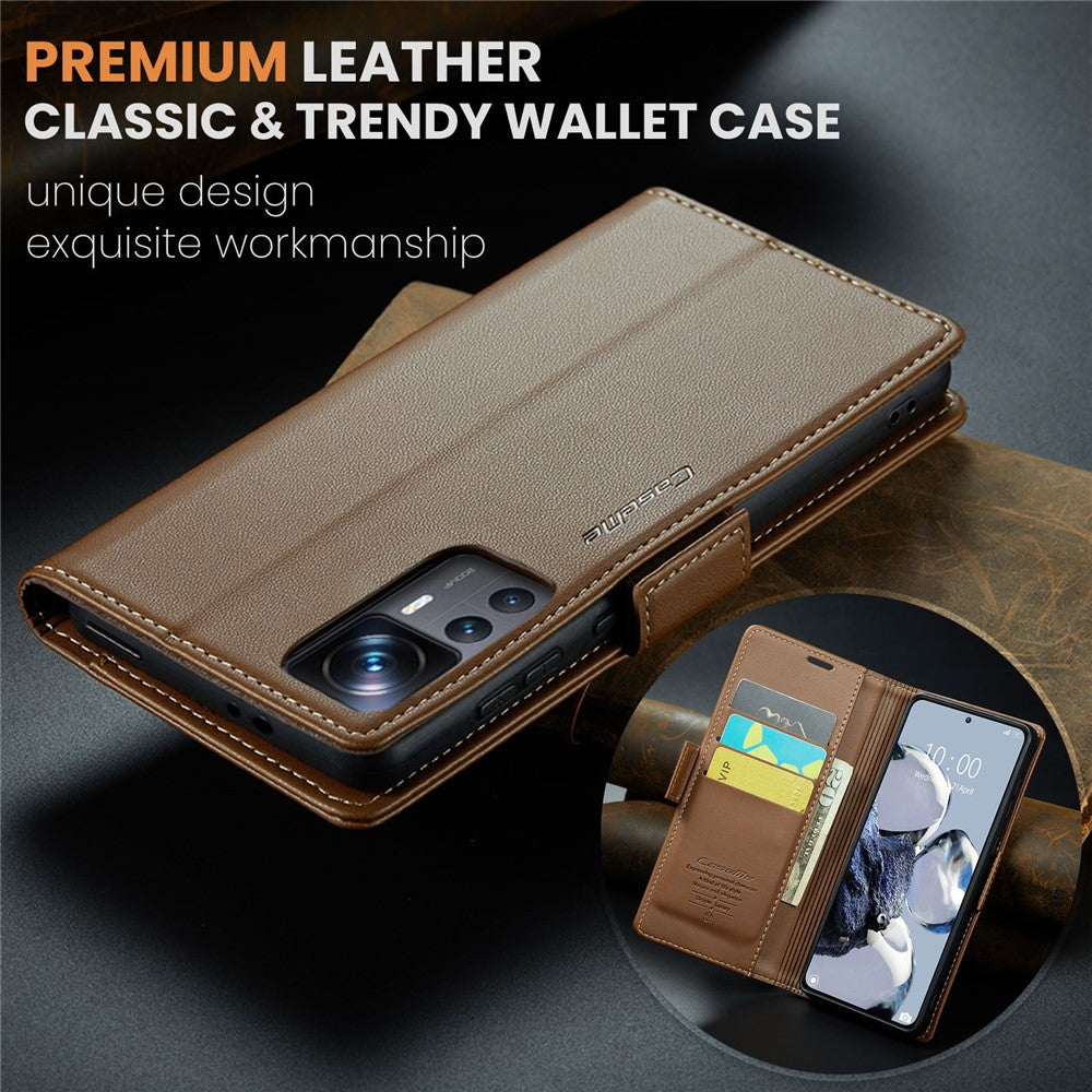 For Xiaomi 12T 5G / 12T Pro 5G / Redmi K50 Ultra Leather Case CASEME 023 RFID Blocking 3 Card Slot Mobile Cover