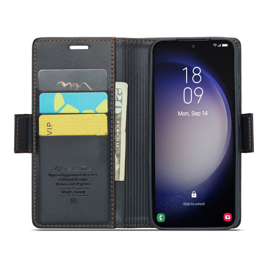 Galaxy S23 Plus Glänzende Wallet-Hülle – RFID-Schutz & Ständer