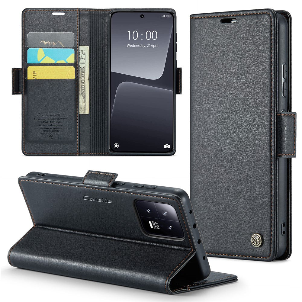 For Xiaomi 13 Leather Case CASEME 023 RFID Blocking 3 Card Slot Mobile Cover
