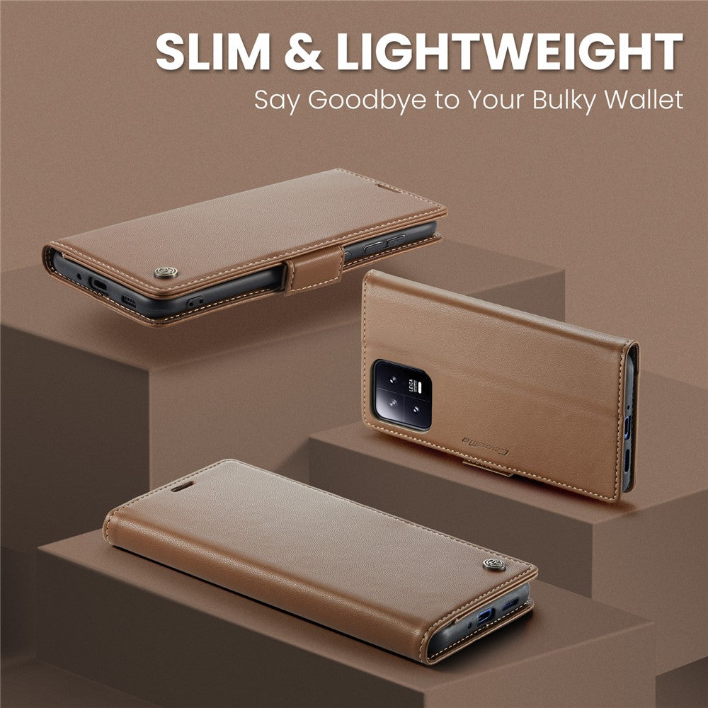 For Xiaomi 13 Leather Case CASEME 023 RFID Blocking 3 Card Slot Mobile Cover