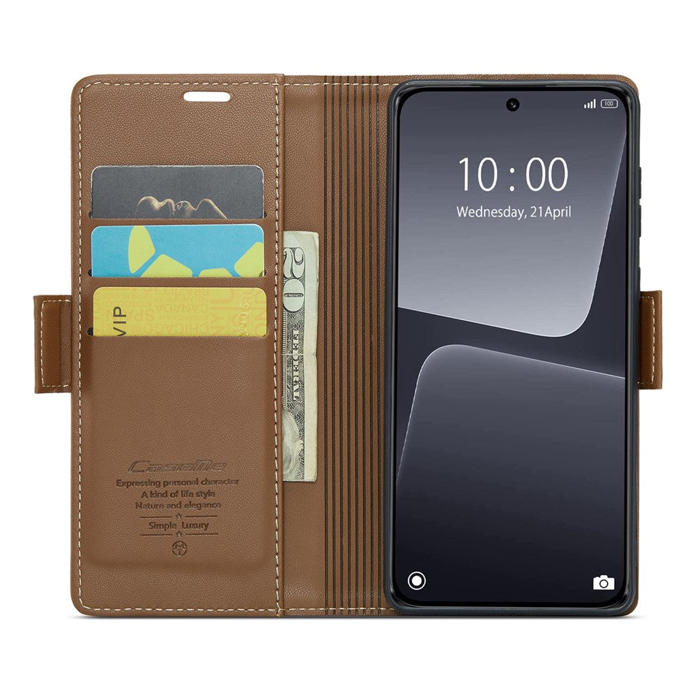 For Xiaomi 13 Leather Case CASEME 023 RFID Blocking 3 Card Slot Mobile Cover