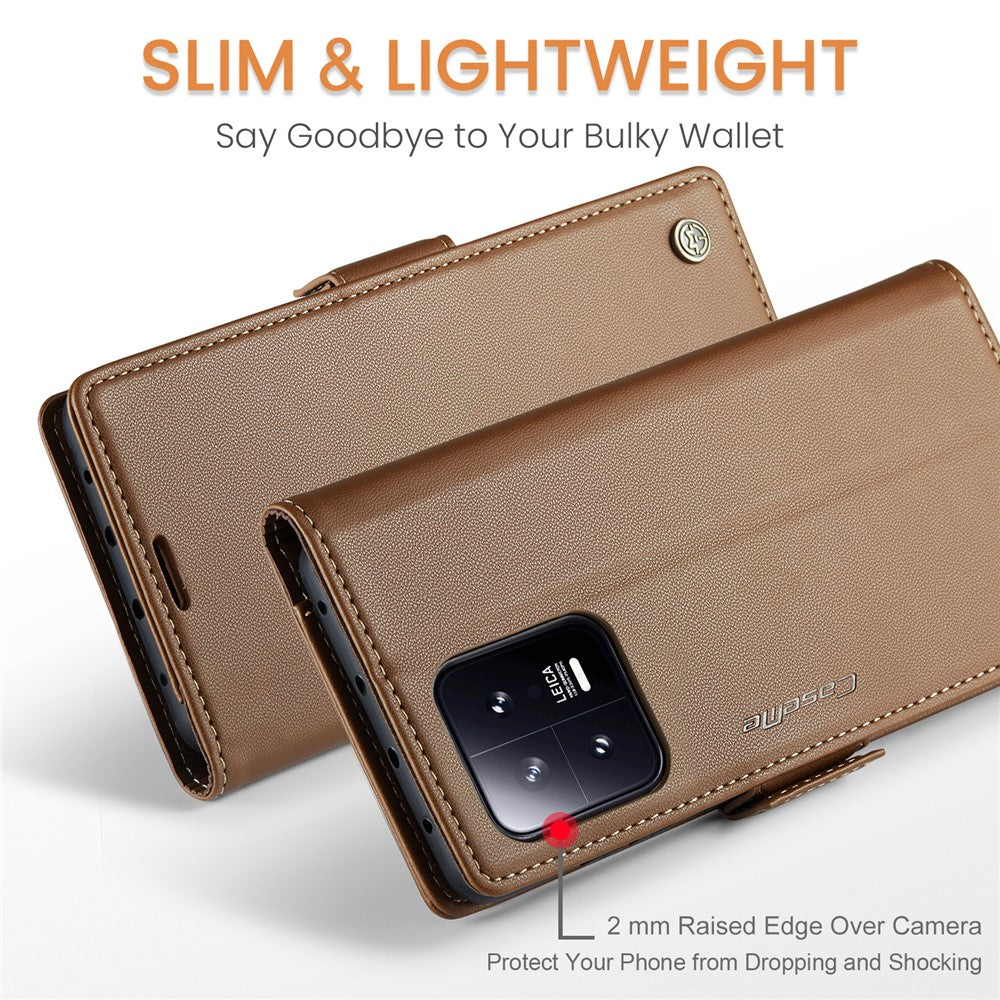 For Xiaomi 13 Leather Case CASEME 023 RFID Blocking 3 Card Slot Mobile Cover