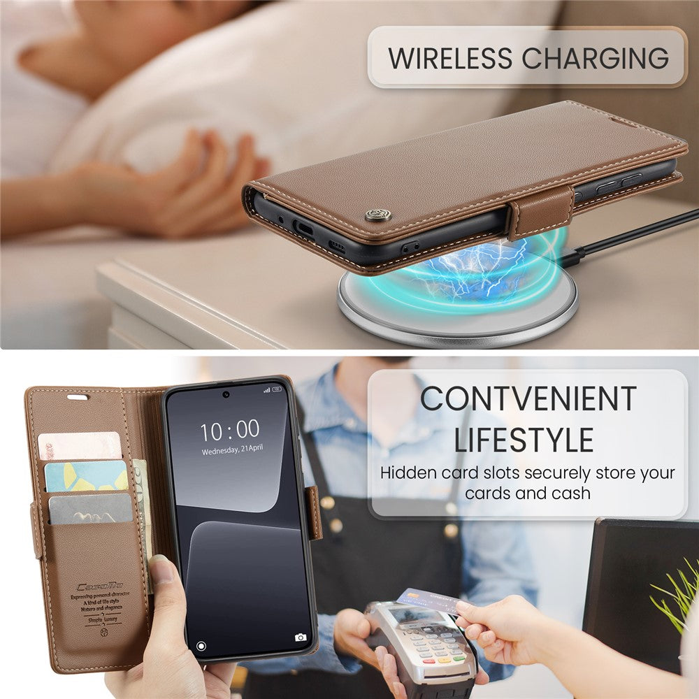 For Xiaomi 13 Leather Case CASEME 023 RFID Blocking 3 Card Slot Mobile Cover