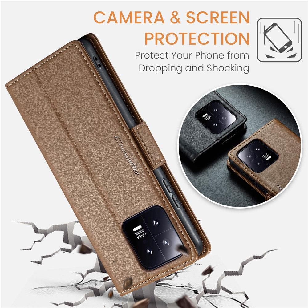 For Xiaomi 13 Leather Case CASEME 023 RFID Blocking 3 Card Slot Mobile Cover
