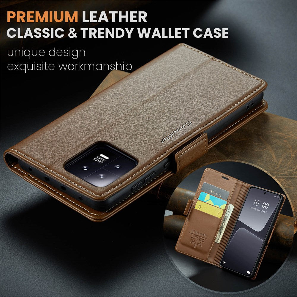 For Xiaomi 13 Leather Case CASEME 023 RFID Blocking 3 Card Slot Mobile Cover