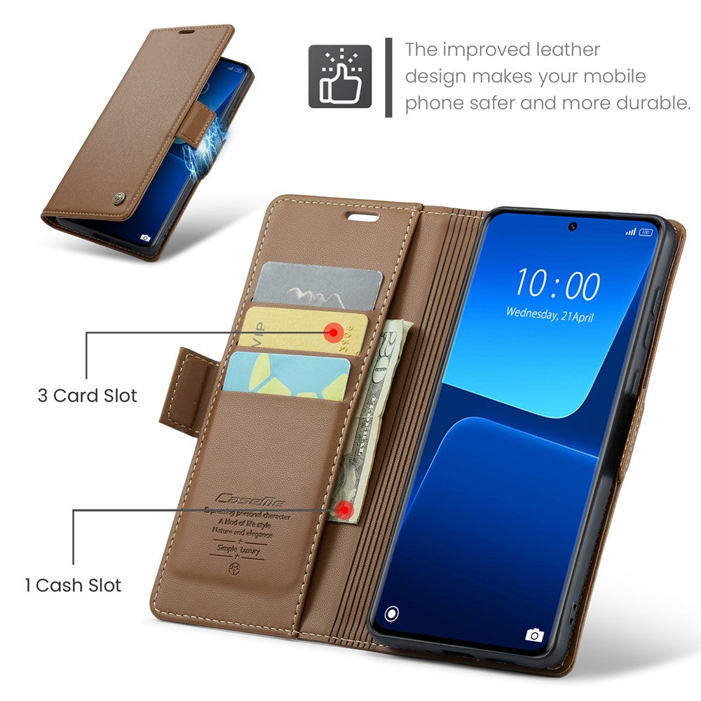 For Xiaomi 13 Pro 5G Leather Case CASEME 023 RFID Blocking 3 Card Slot Mobile Cover