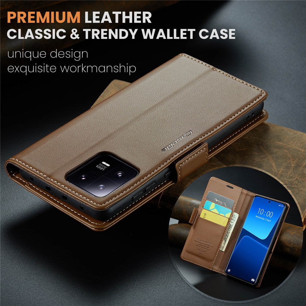 For Xiaomi 13 Pro 5G Leather Case CASEME 023 RFID Blocking 3 Card Slot Mobile Cover