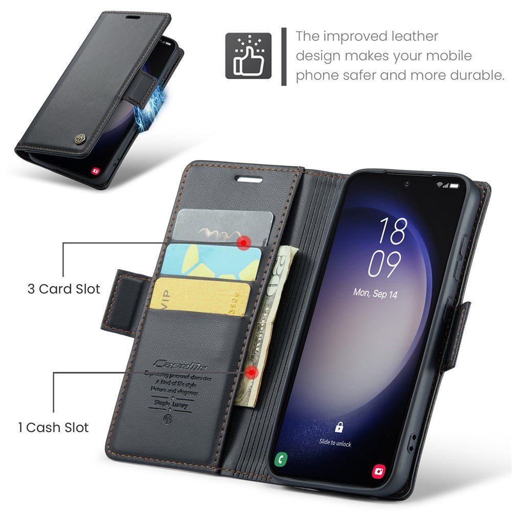 Galaxy S23 Glänzende Wallet-Hülle – RFID-Schutz & Ständer