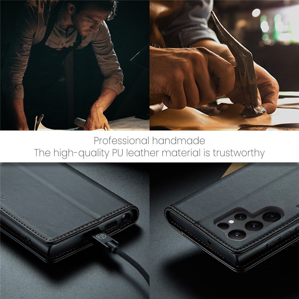 Galaxy S23 Ultra Glänzende Wallet-Hülle – RFID-Schutz & Ständer