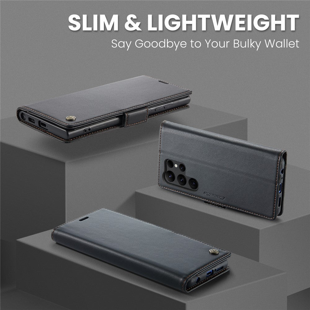 Galaxy S23 Ultra Glänzende Wallet-Hülle – RFID-Schutz & Ständer