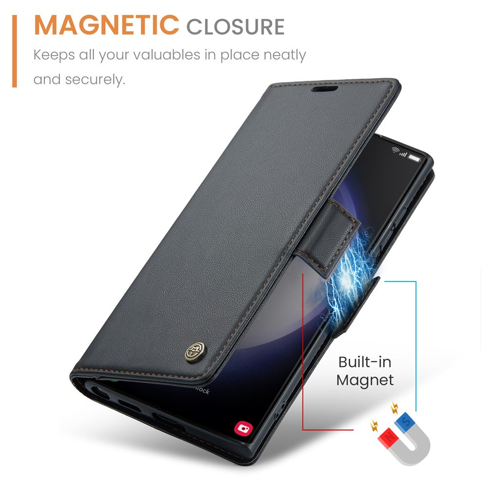 Galaxy S23 Ultra Glänzende Wallet-Hülle – RFID-Schutz & Ständer