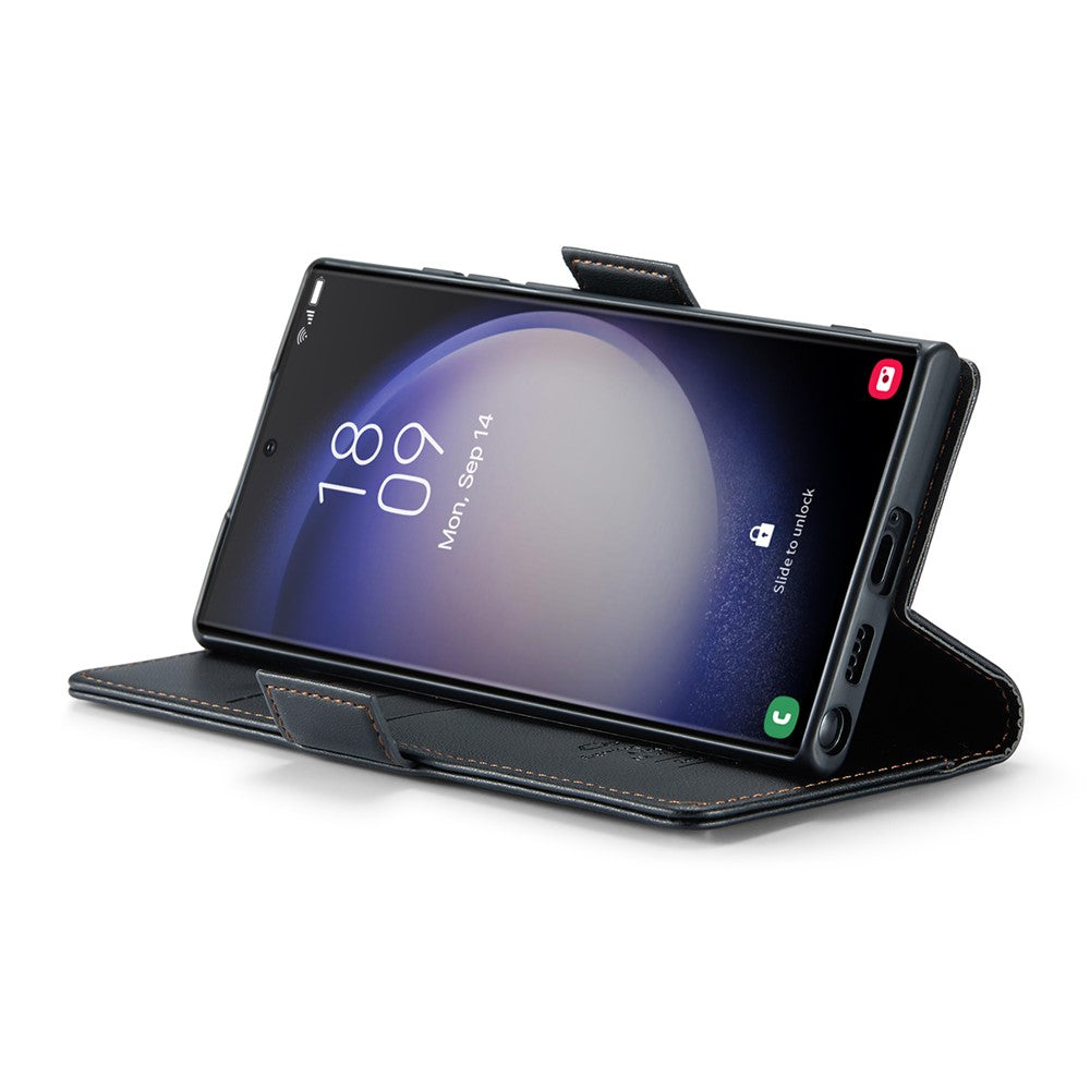 Galaxy S23 Ultra Glänzende Wallet-Hülle – RFID-Schutz & Ständer