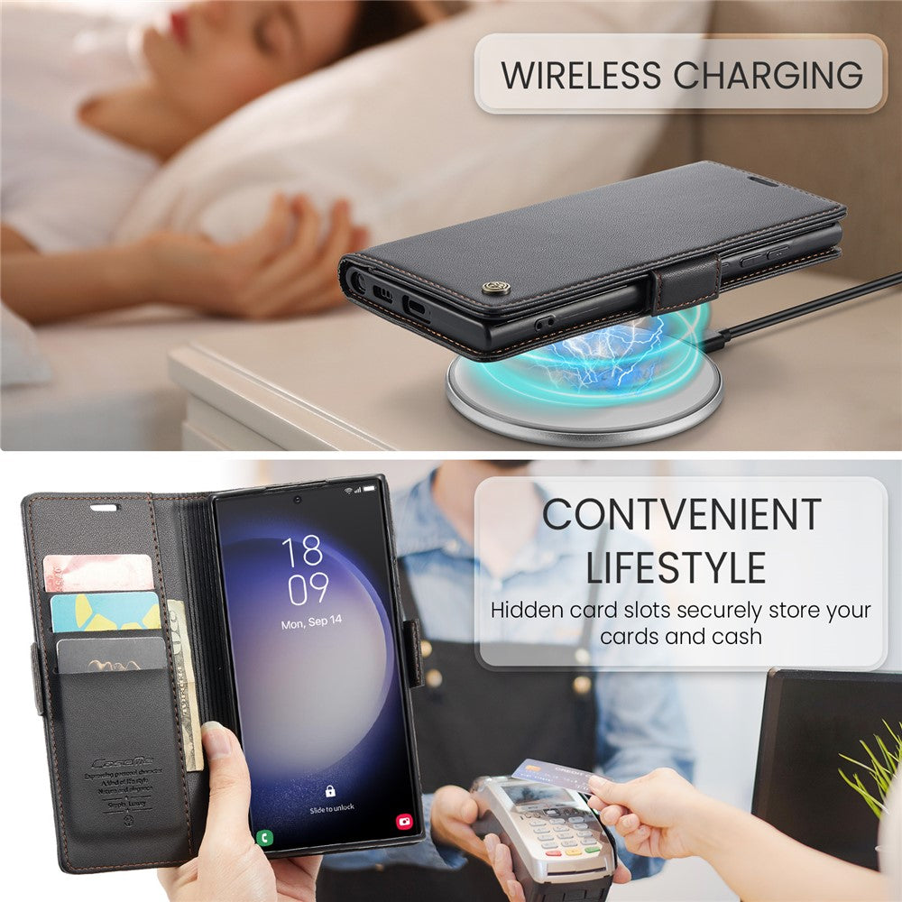 Galaxy S23 Ultra Glänzende Wallet-Hülle – RFID-Schutz & Ständer