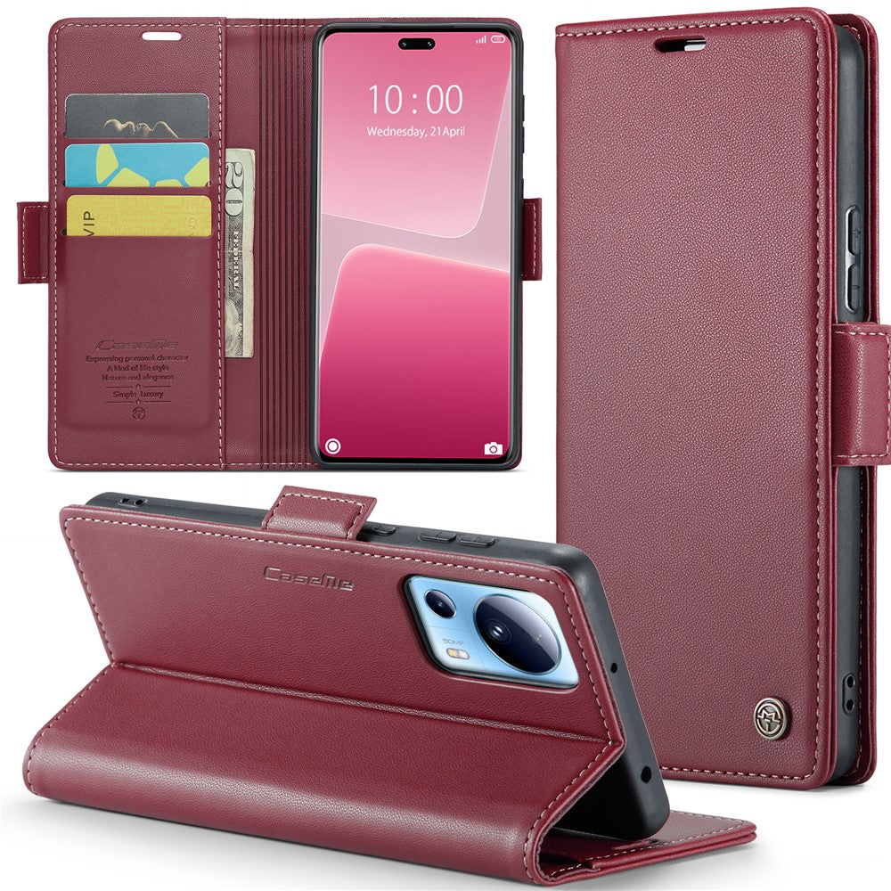 For Xiaomi 13 Lite / Civi 2 5G Leather Case CASEME 023 RFID Blocking 3 Card Slot Mobile Cover