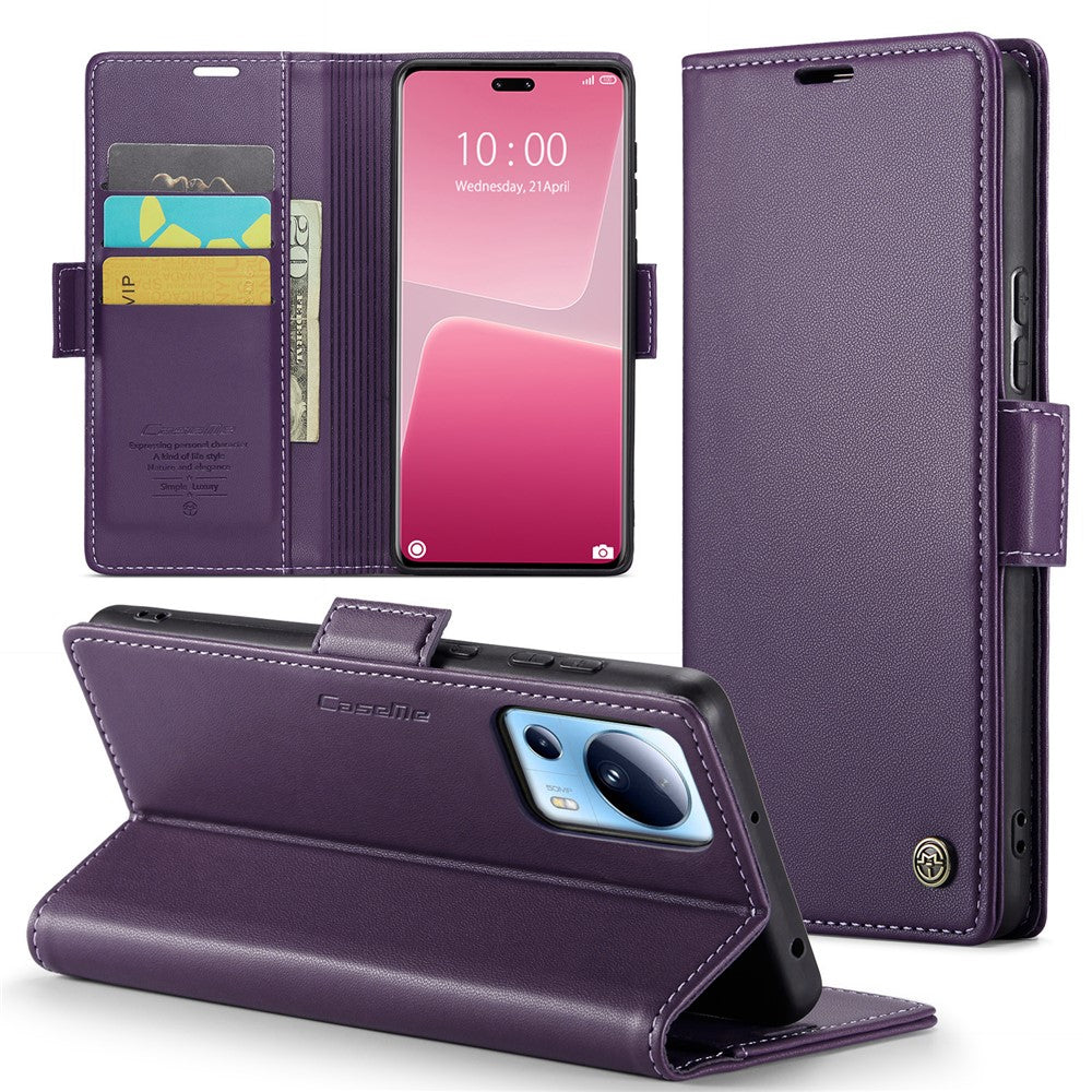 For Xiaomi 13 Lite / Civi 2 5G Leather Case CASEME 023 RFID Blocking 3 Card Slot Mobile Cover