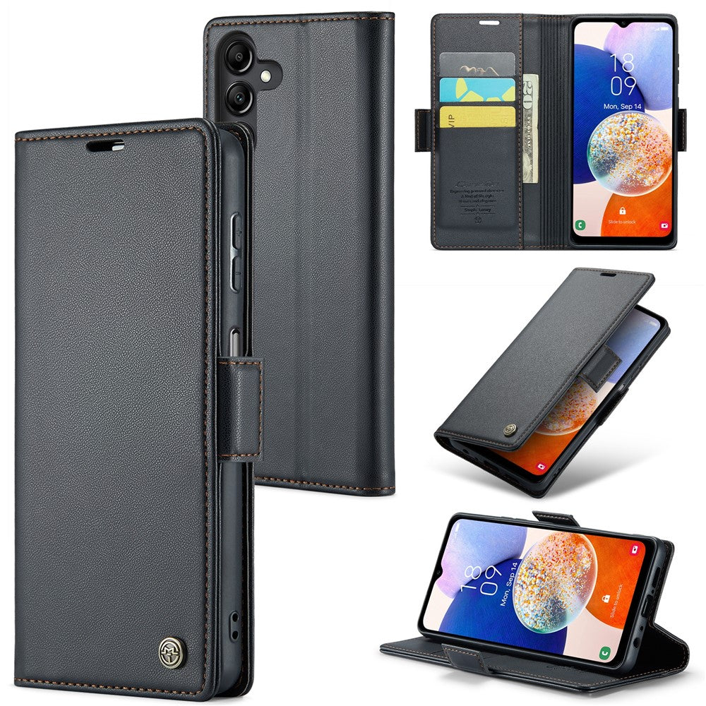 Galaxy A14 5G/4G Glänzende Wallet-Hülle – RFID-Schutz & Ständer