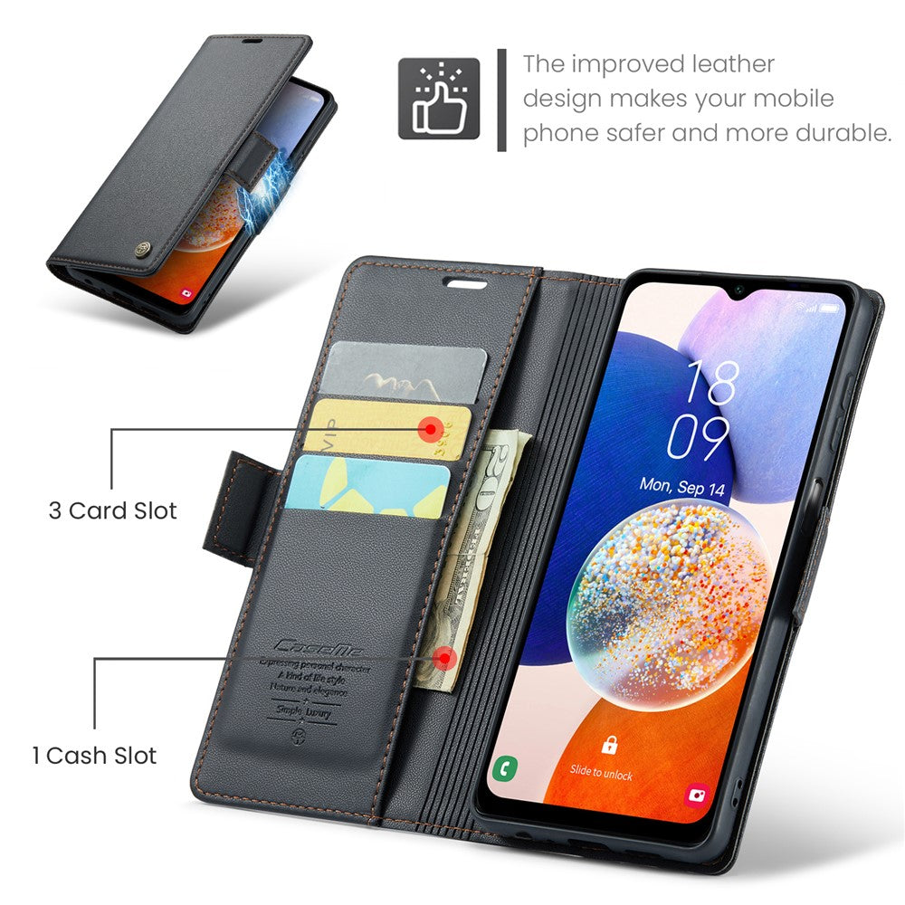 Galaxy A14 5G/4G Glänzende Wallet-Hülle – RFID-Schutz & Ständer
