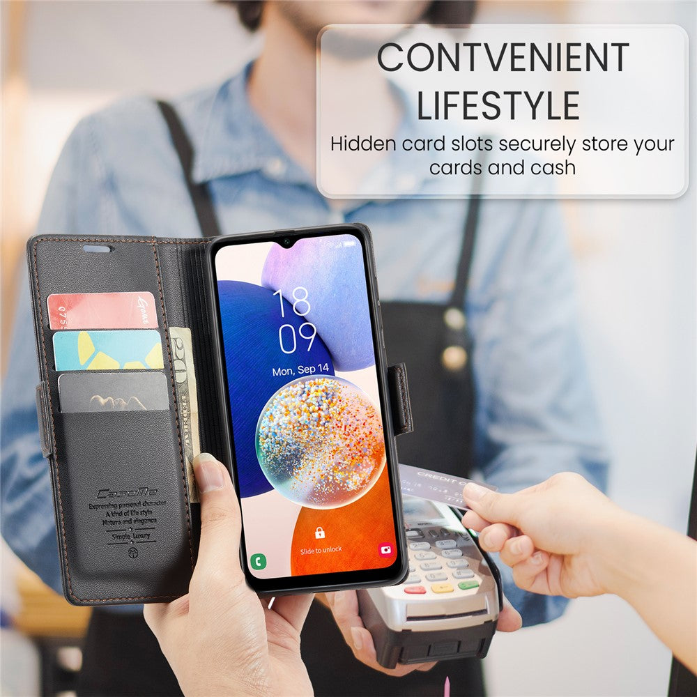 Galaxy A14 5G/4G Glänzende Wallet-Hülle – RFID-Schutz & Ständer