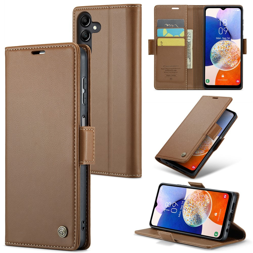Galaxy A14 5G/4G Glänzende Wallet-Hülle – RFID-Schutz & Ständer