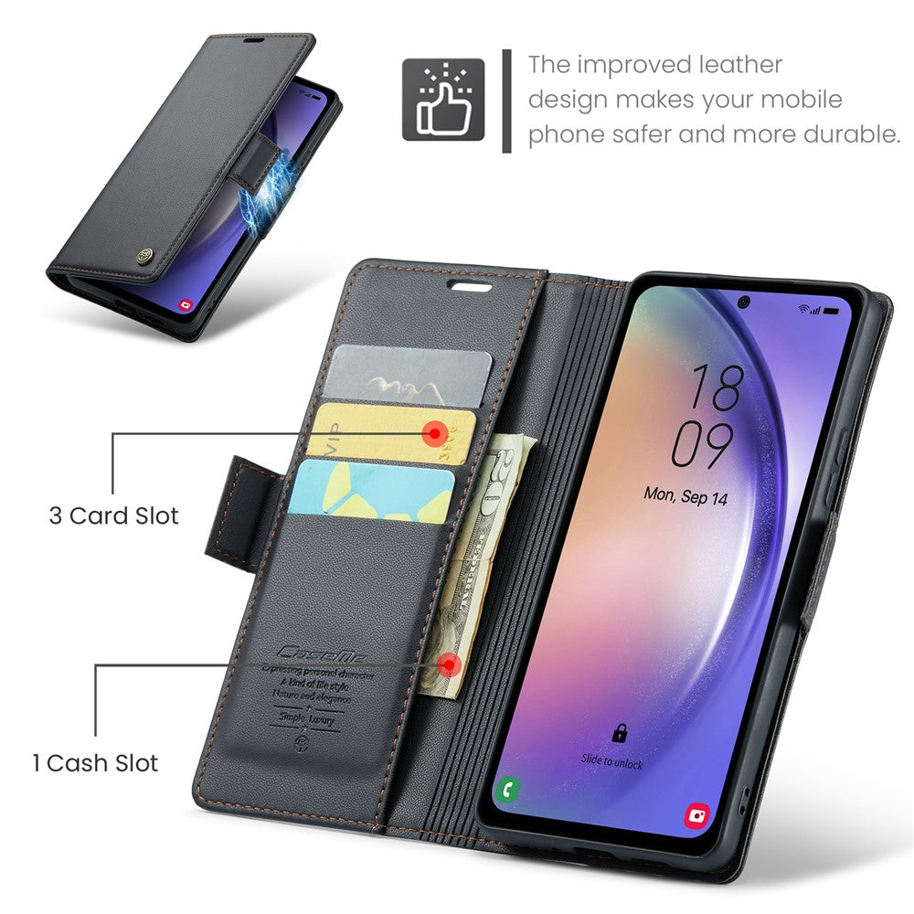 Galaxy A54 5G Glänzende Wallet-Hülle – RFID-Schutz & Ständer