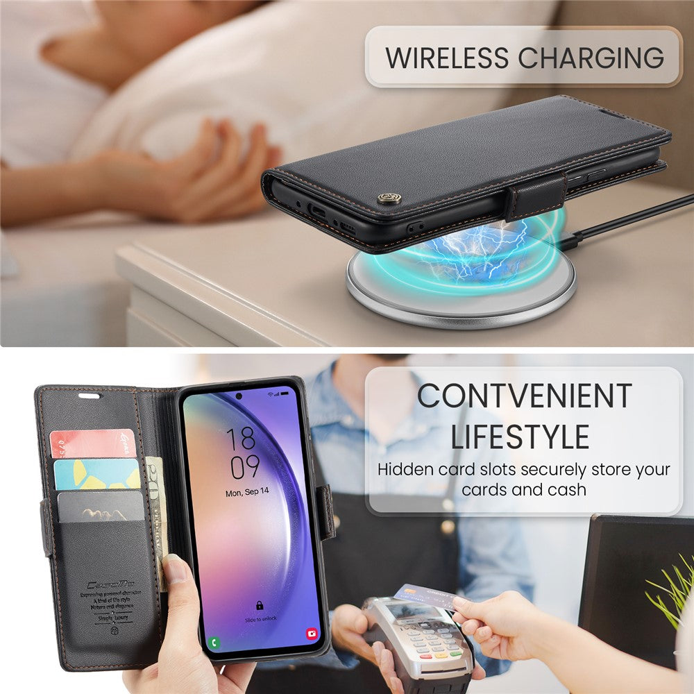 Galaxy A54 5G Glänzende Wallet-Hülle – RFID-Schutz & Ständer