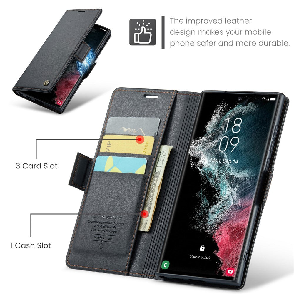 Galaxy S22 Ultra 5G Glänzende Wallet-Hülle – RFID-Schutz & Ständer
