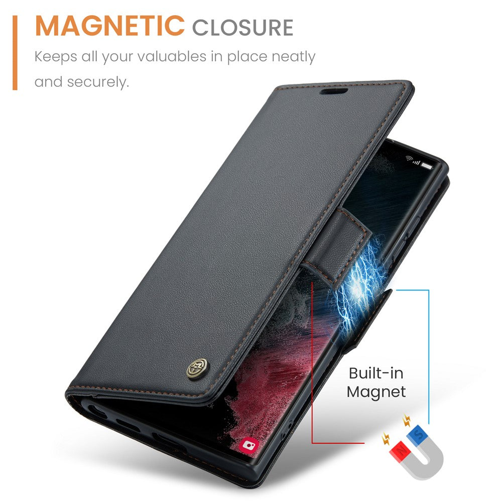 Galaxy S22 Ultra 5G Glänzende Wallet-Hülle – RFID-Schutz & Ständer
