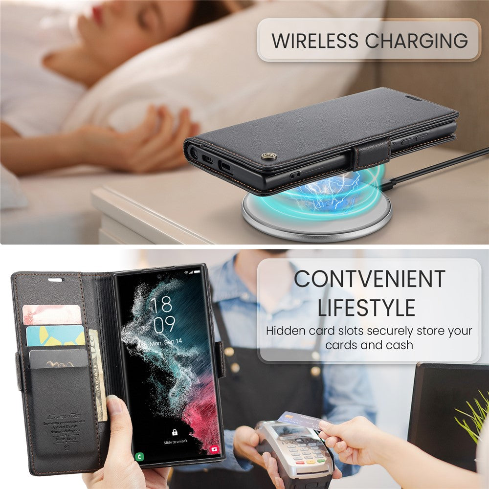 Galaxy S22 Ultra 5G Glänzende Wallet-Hülle – RFID-Schutz & Ständer