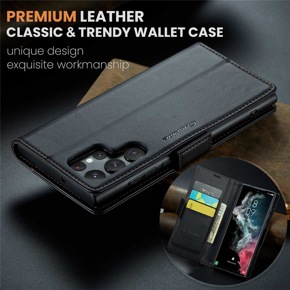 Galaxy S22 Ultra 5G Glänzende Wallet-Hülle – RFID-Schutz & Ständer
