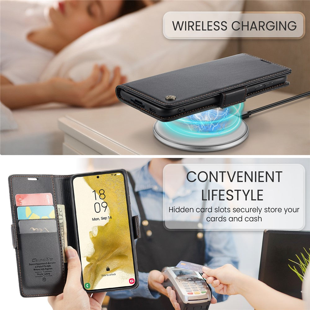 Galaxy S22 5G Glänzende Wallet-Hülle – RFID-Schutz & Ständer