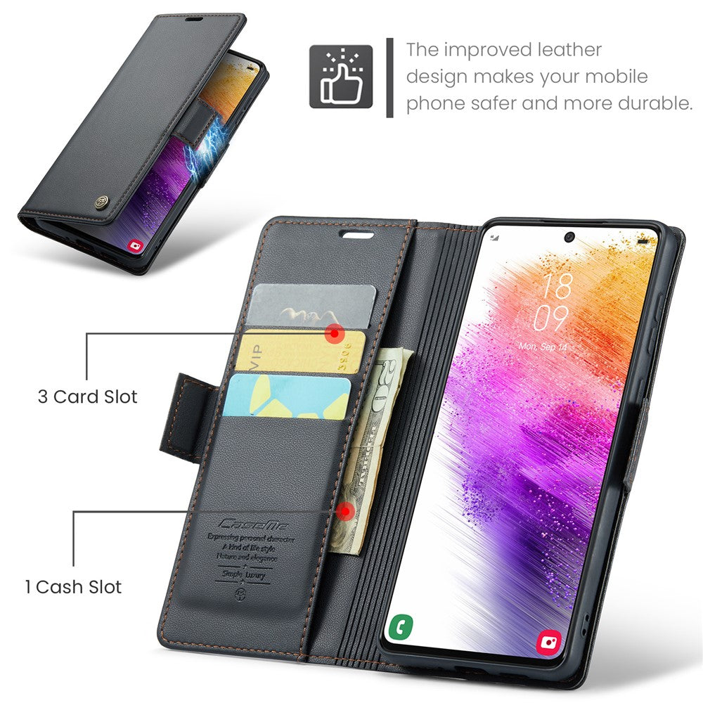 Galaxy A73 5G Glänzende Wallet-Hülle – RFID-Schutz & Ständer
