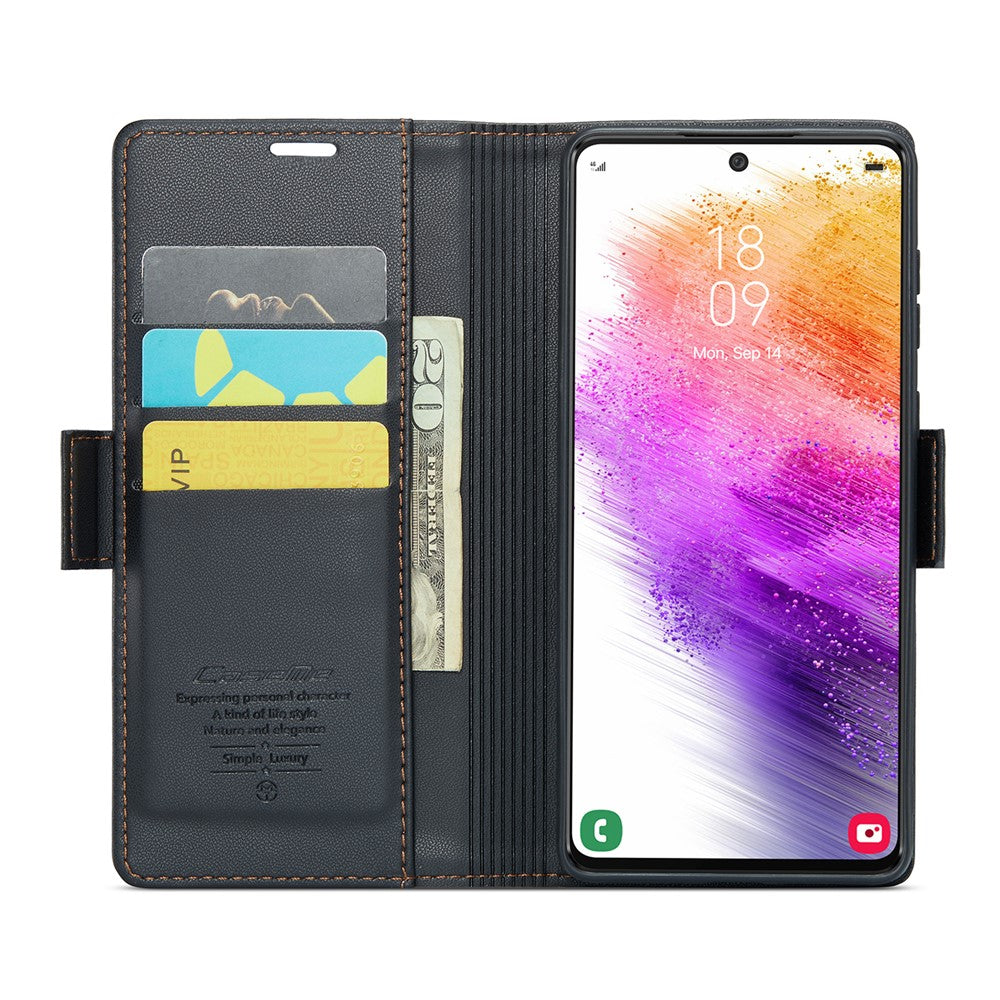 Galaxy A73 5G Glänzende Wallet-Hülle – RFID-Schutz & Ständer