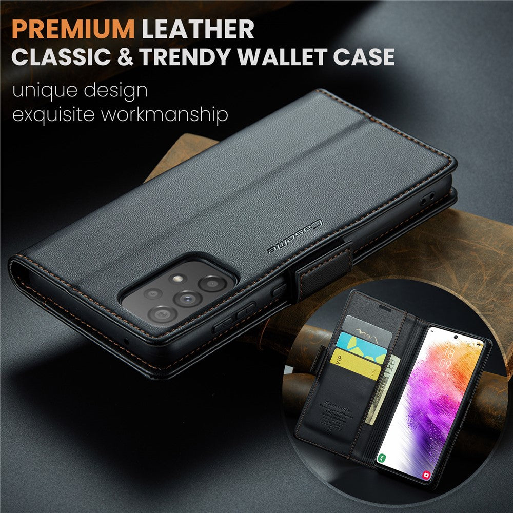 Galaxy A73 5G Glänzende Wallet-Hülle – RFID-Schutz & Ständer