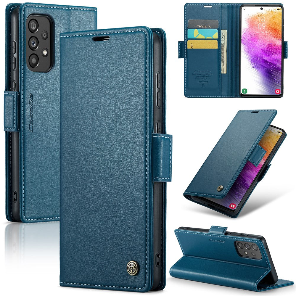 Galaxy A73 5G Glänzende Wallet-Hülle – RFID-Schutz & Ständer