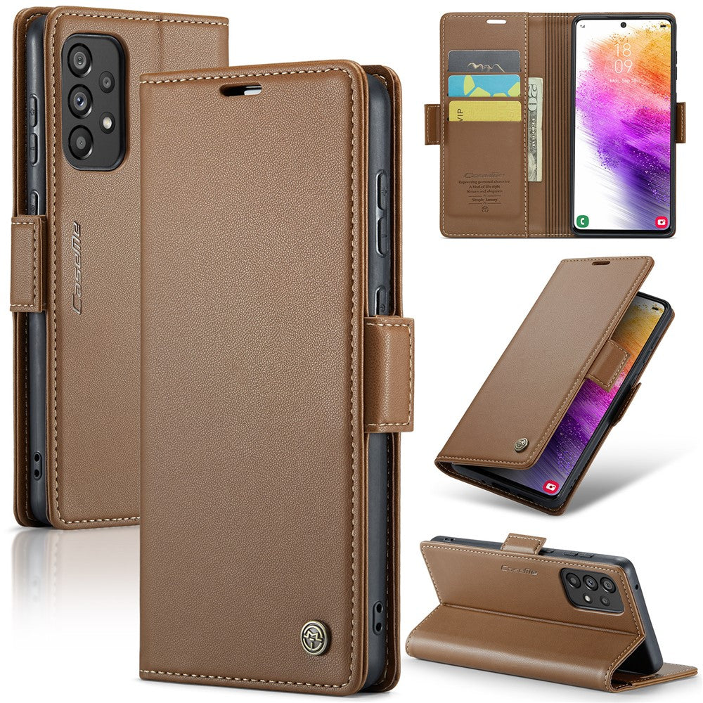 Galaxy A73 5G Glänzende Wallet-Hülle – RFID-Schutz & Ständer