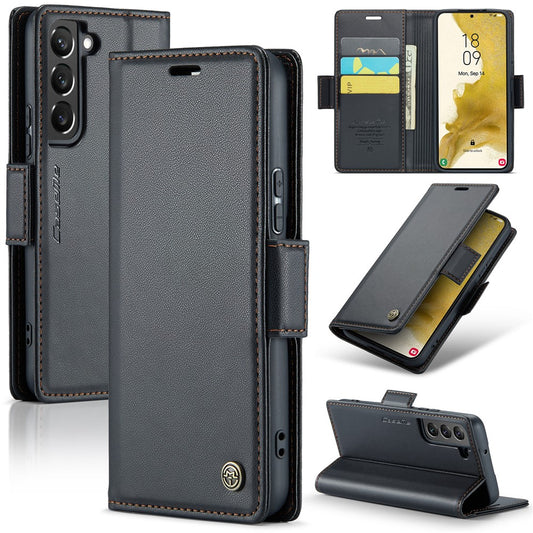 Galaxy S22 Plus 5G Glänzende Wallet-Hülle – RFID-Schutz & Ständer