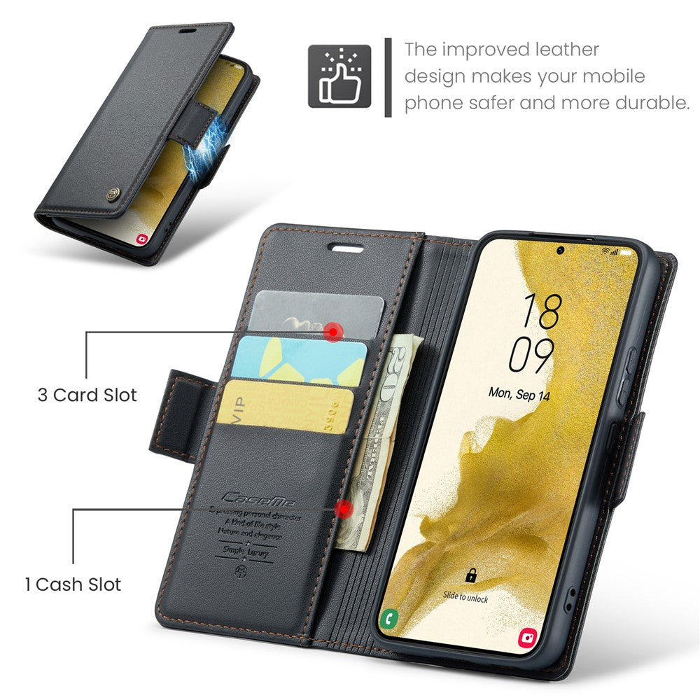 Galaxy S22 Plus 5G Glänzende Wallet-Hülle – RFID-Schutz & Ständer