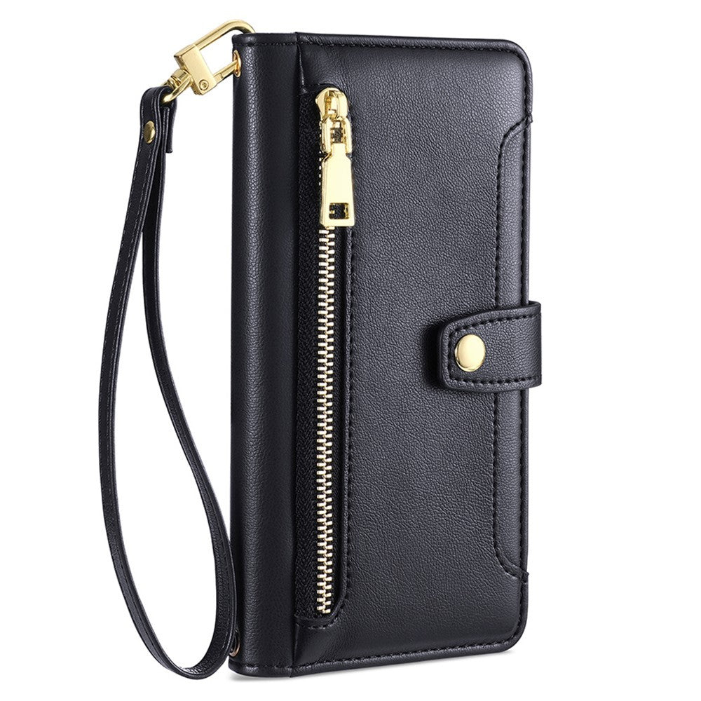 Leather Phone Cover for Honor X50i 5G / 90 Lite 5G Folio Flip Stand Wallet Case with Zipper Pocket